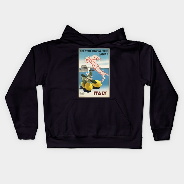 Vintage Travel - Italy Kids Hoodie by Culturio